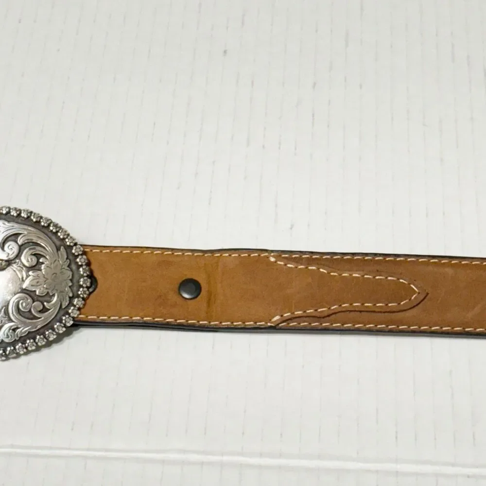 Nocona Youth Bay Apache Belt Brown Leather Bull Riding N4421844 Sz 20 READ